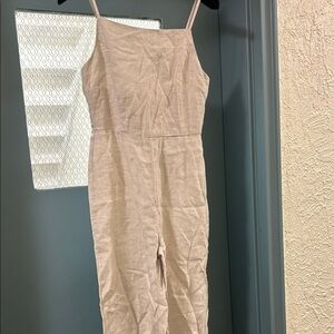 H&M Ladies Women’s Sleeveless Beige Linen-Blend Jumpsuit Size Small NEW TAG